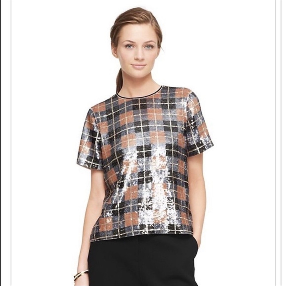 Kate Spade Sequin Plaid Top - 0